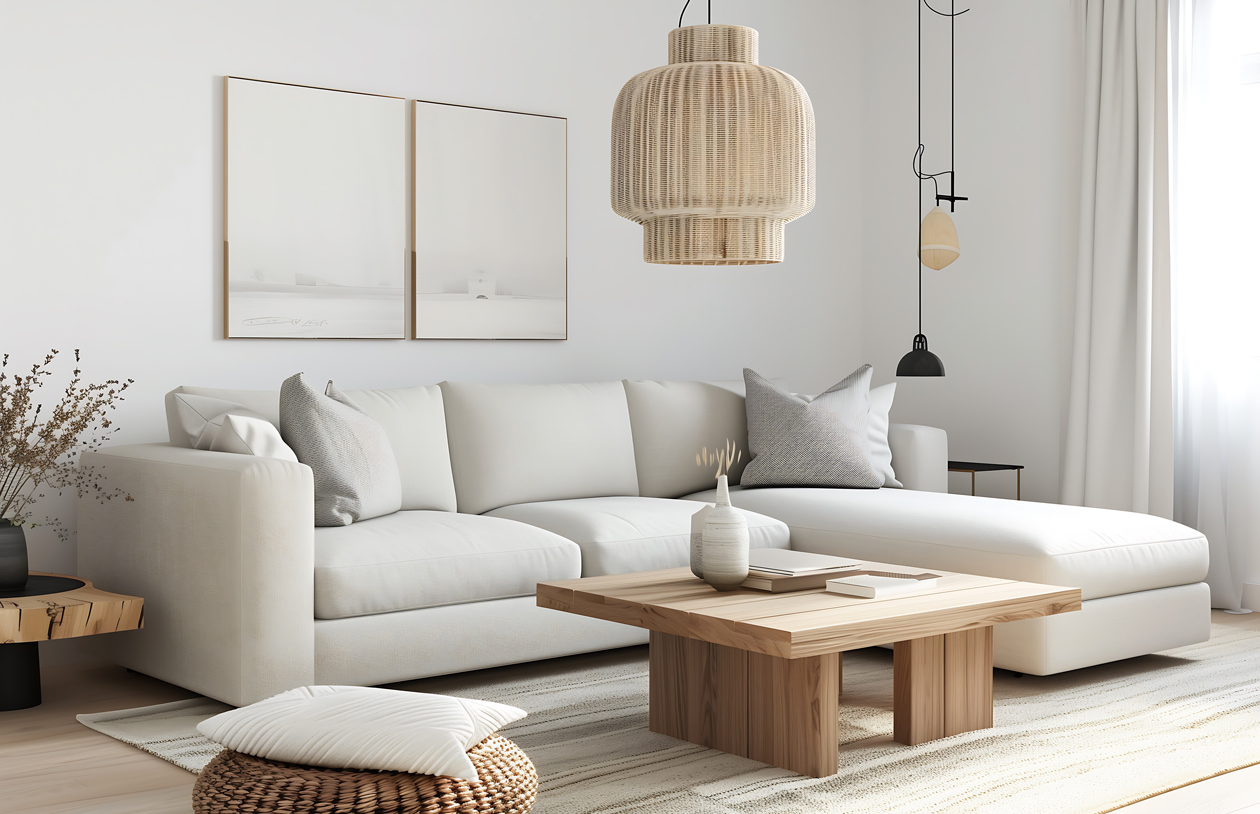 Moderne Couch in Grau und Beige