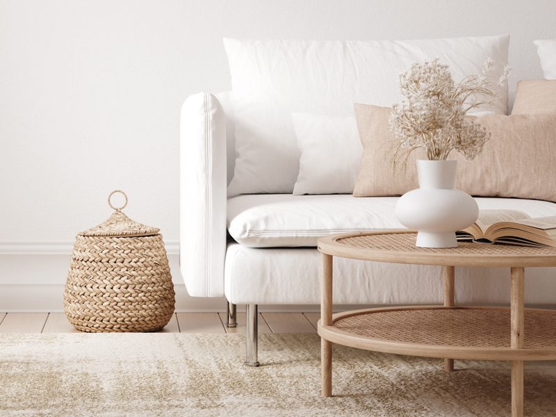 Moderne Couch in weiß und beige